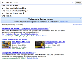 Search Instant shows search results live as you type.