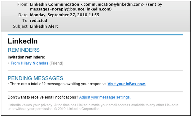 This is what the fake LinkedIn e-mails looked like.