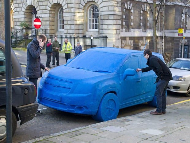 Life-size Play-Doh Chevy Orlando in the streets of London March 9, 2011