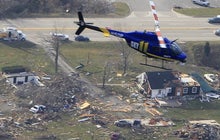 Aerial views of tornado damage