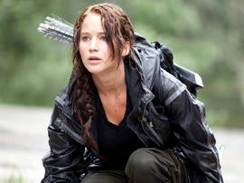 Actress Jennifer Lawrence in the movie "The Hunger Games"