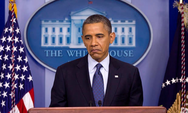 President Barack Obama pauses while talking about the economy