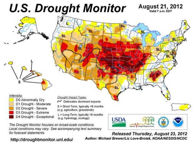 U.S. drought monitor, Aug. 21, 2012