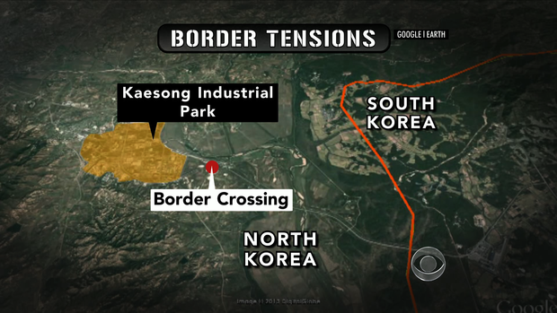 Map of the North Korea/South Korea border, including Kaesong.