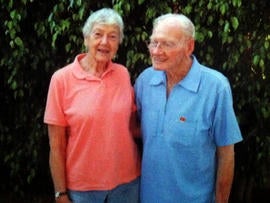 Cynthia Riggs and Howard Attebery pictured reconnecting.