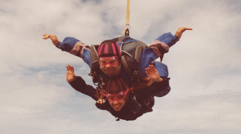 Amy Gellert takes to the skies