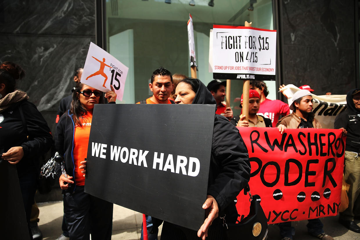 Fight For 15 Protestors Campaign Nationwide In Fightfor15 Wage Hike Pictures Cbs News