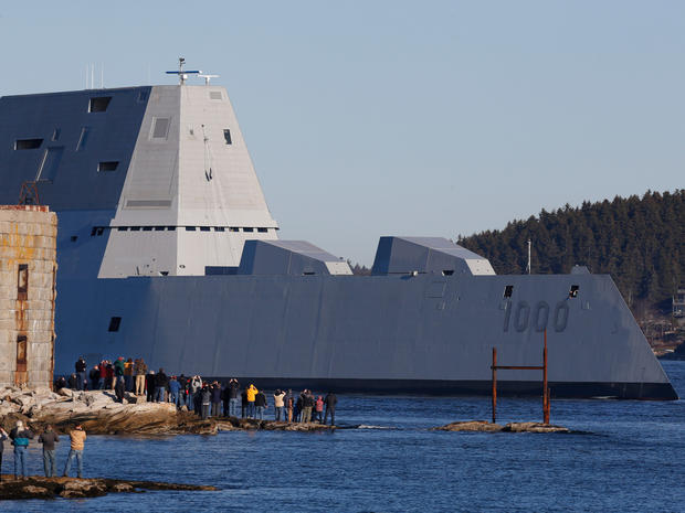 U S Navy S Futuristic New Destroyer The Uss Zumwalt Heads For Sea Trials Cbs News