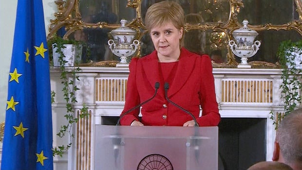 A still image from video shows Scotland's First Minister Nicola Sturgeon speaking following the results of the EU referendum, in Edinburgh, Scotland, June 24, 2016.