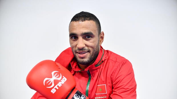 Boxer Saada Hassan of Morocco, who expected to compete in the 81 kg category, poses after a training session at the Riocentro complex in Rio de Janeiro prior to the Rio 2016 Olympic Games on Aug. 1, 2016.