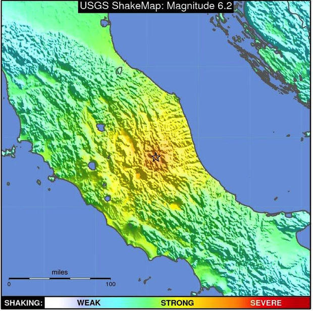 italy quake map