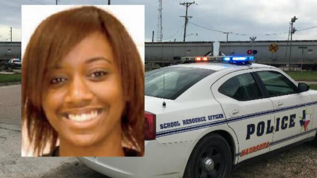 Fredzania Thompson, inset, is seen in a photo obtained by CBS affiliate KBTX in Bryan, Texas.