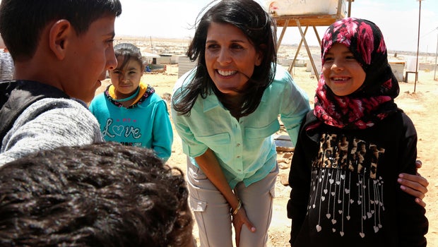 At refugee camp, Trump envoy Haley vows more aid for Syrians