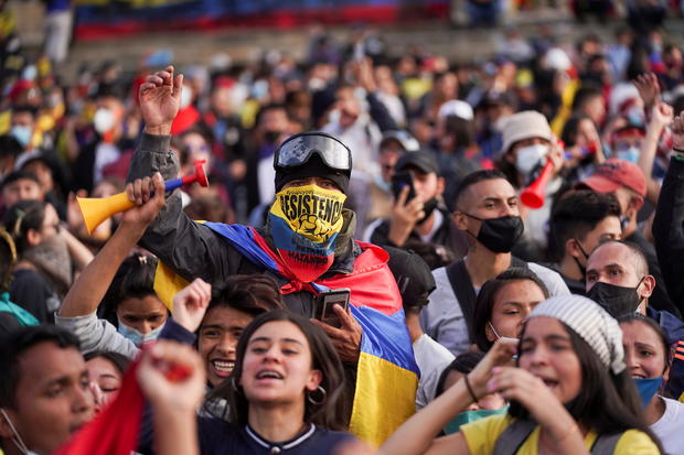 Colombians take to the streets to kick off third week of anti-government protests, in Bogota 