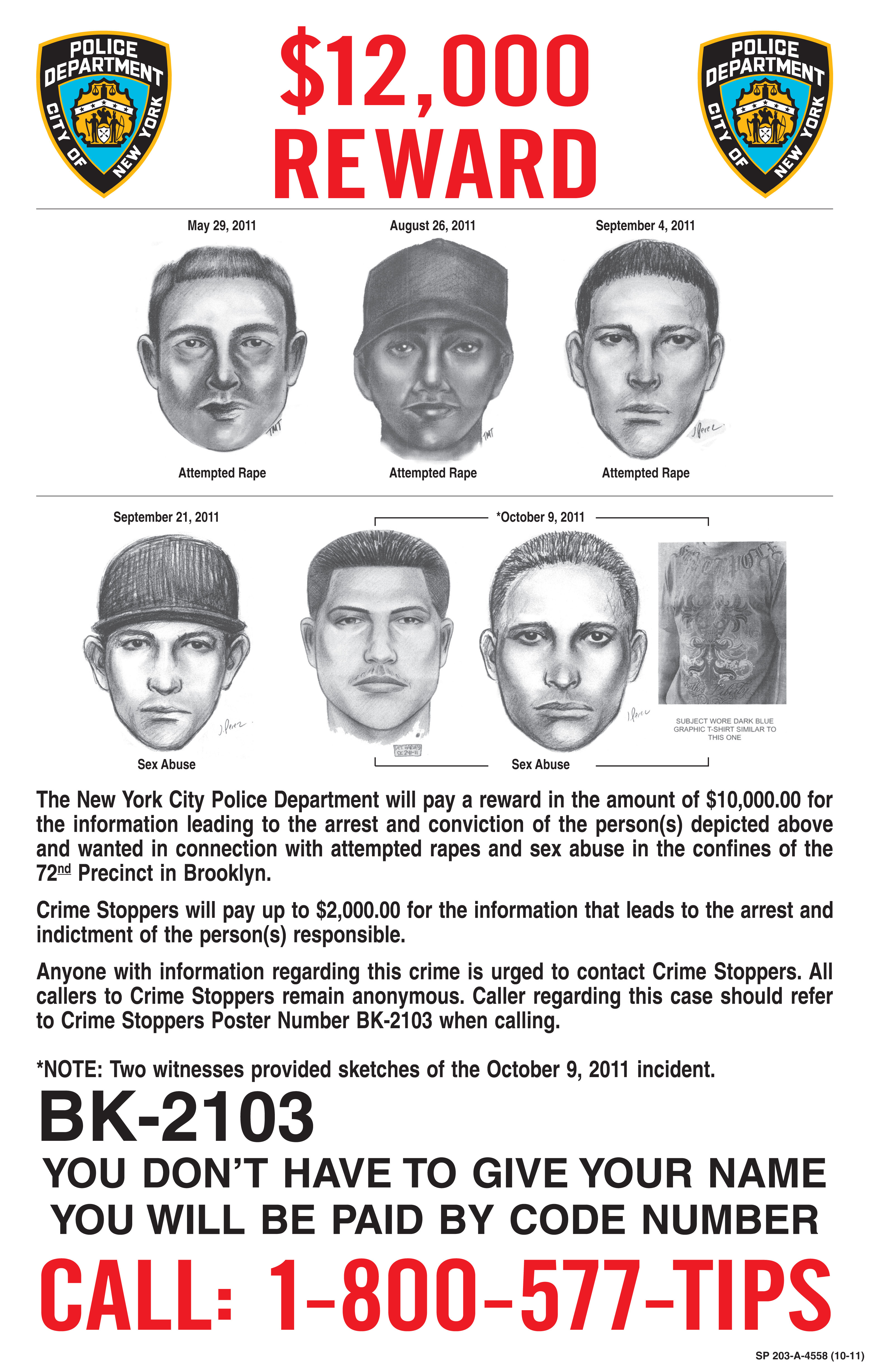 Brooklyn Sex Assault Reward Poster 