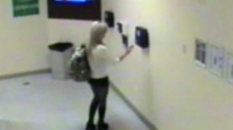 Shauna Tiaffay is seen on casino surveillance video clocking out at 3:01 a.m.