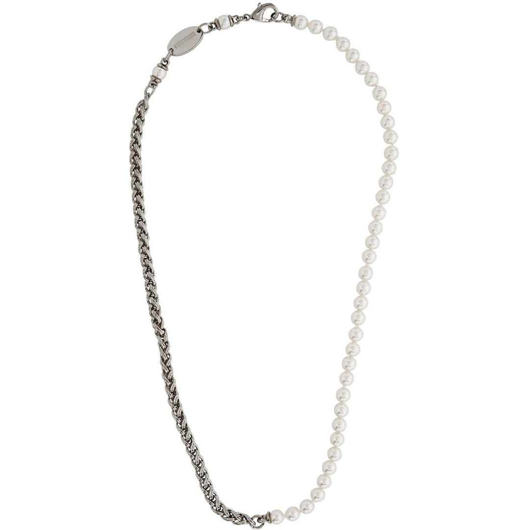 silver military pearl necklace 