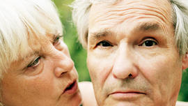 dementia, man, senior, mature, sad, couple, Alzheimer's, generic, wide, 620