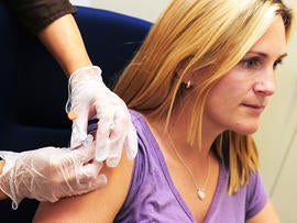 Brooke Booth is vaccinated against whooping cough (pertussis)