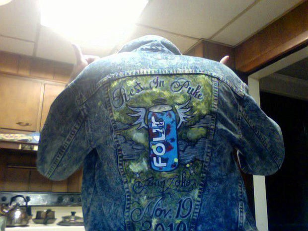 Four Loko jacket on a Facebook site mourning the drink's passing.