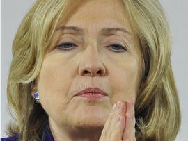 Hillary Rodham Clinton at a Libya conference in London