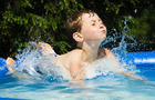kid, boy, pool, portable pool, wading pool, swimming, summer, summertime, drowning, hot, weather, stock, 4x3 