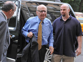 News Corporation head Rupert Murdoch arrives at his Fifth Avenue residence, Wednesday, July 20, 2011, in New York.