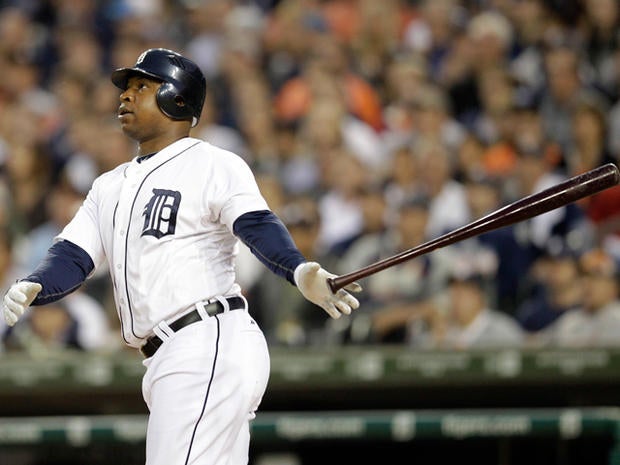 Delmon Young watches his two-run home run
