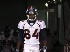GLENDALE, AZ - SEPTEMBER 01: Wide receiver Brandon Lloyd #84 of the Denver Broncos walks out onto the field before the preseason NFL game against the Arizona Cardinals at the University of Phoenix Stadium on September 1, 2011 in Glendale, Arizona. The Cardinals defeated the Broncos 26-7. (Photo by Christian Petersen/Getty Images)