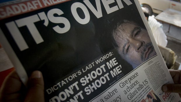 The death of Muammar Qaddafi 