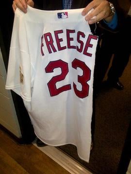David Freese's shredded jersey
