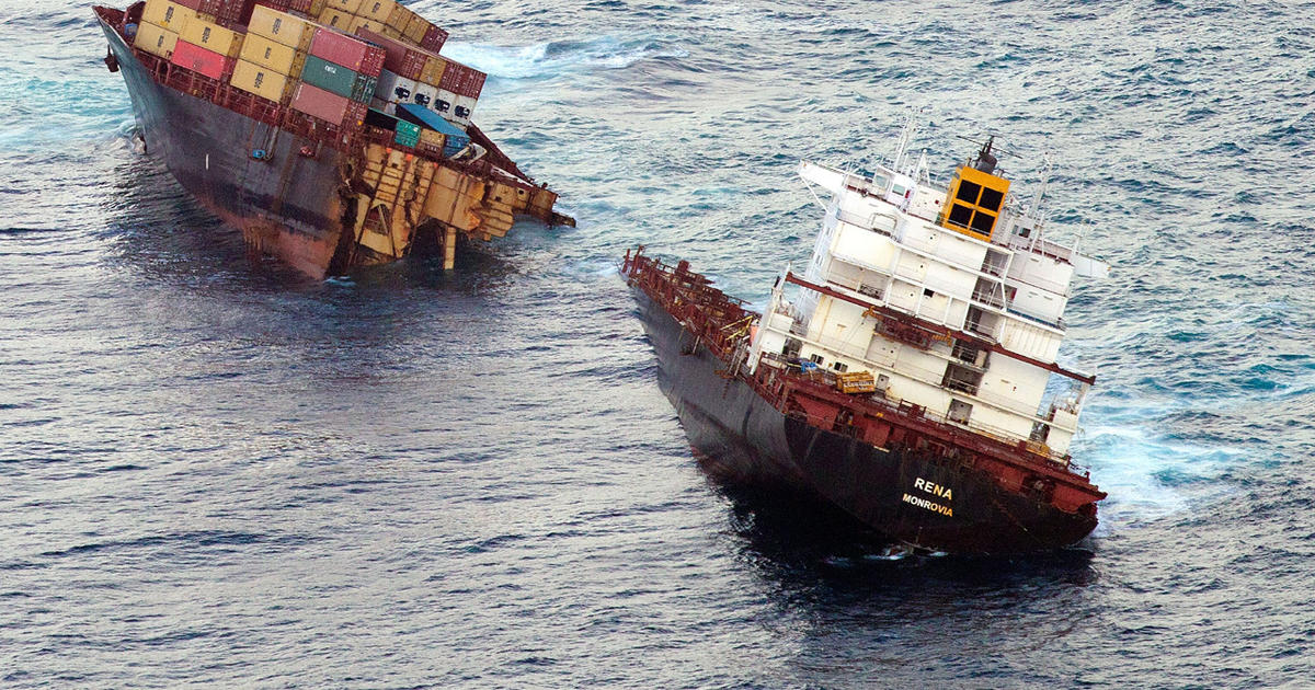 Half of cargo ship sinking off New Zealand CBS News