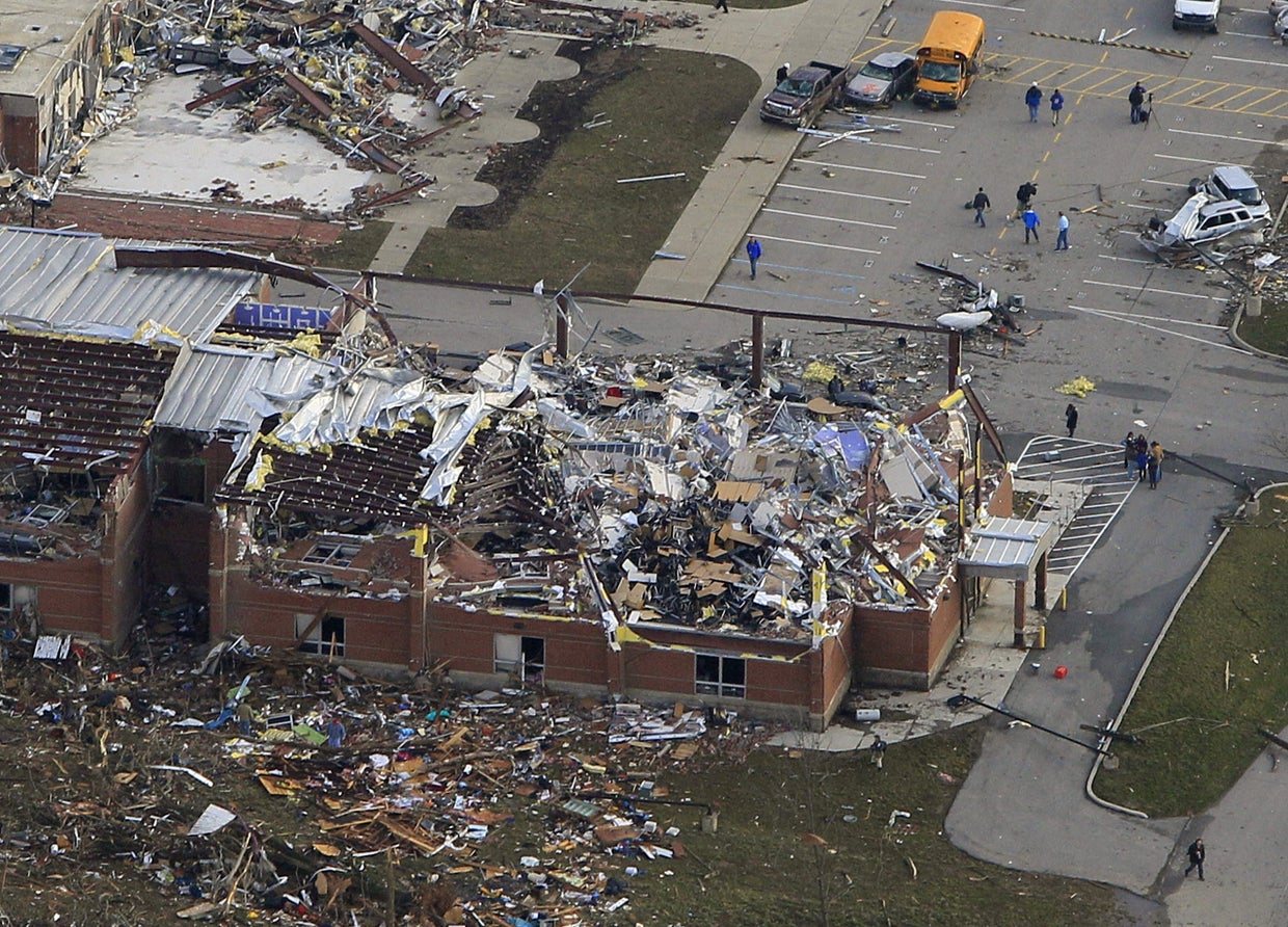 Aerial views of tornado damage CBS News