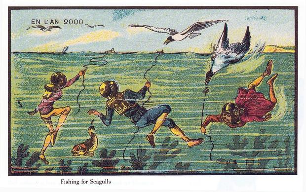 Image result for These postcards from France in 1900 show an artistic vision of what they thought the year 2000 would look like