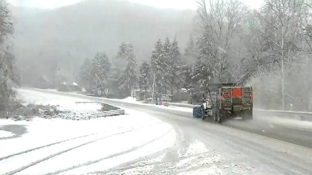 Snow falls in the Appalachian Mountains thanks to superstorm Sandy.  