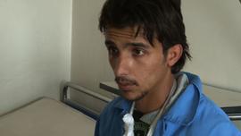 This Syrian soldier, being treated at a hospital, says the protesters are Islamist terrorists.