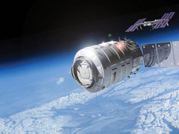 Cygnus cargo logistics spacecraft approaching the ISS.