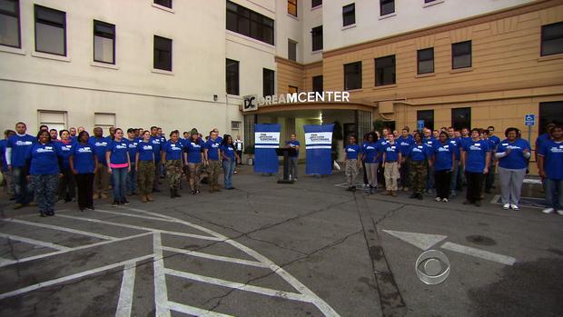 Vets participating in The Mission Continues get a pep talk.