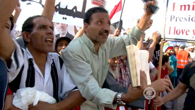 Supporters of ousted Egyptian President Mohammed Morsi protest in Cairo.
