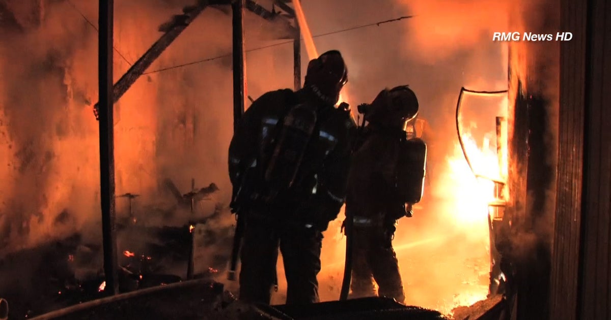 Watch Huge flames shoot from L.A. arson fire CBS News