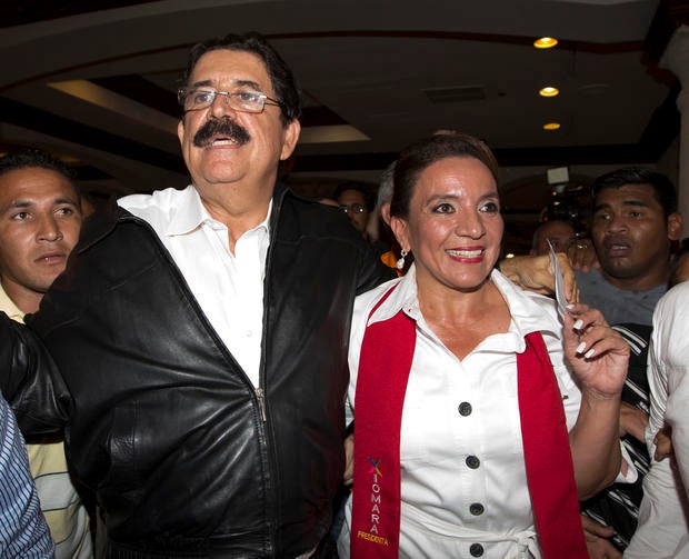 Free Party presidential candidate Xiomara Castro, right, and her husband, ousted President Manuel Zelaya