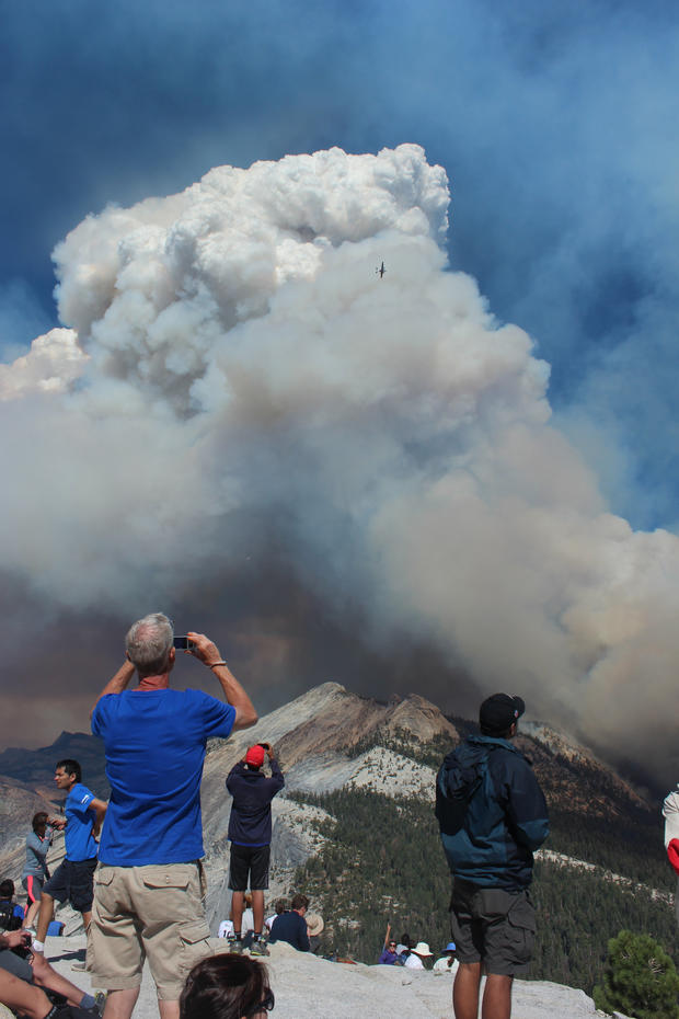 Awaiting rescue on Half Dome Fire in Yosemite CBS News