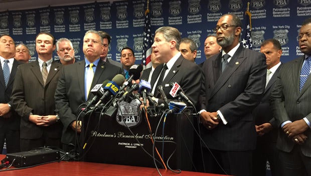 Patrick Lynch, the head of New York City's police union, speaks during a news conference Dec. 4, 2014, a day after a Staten Island grand jury's decision not to indict a police officer in the death of Eric Garner.