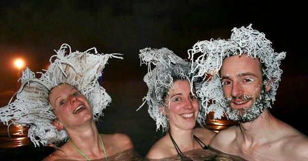 Canada's crazy frozen hair contest in Takhini Hot Springs - 