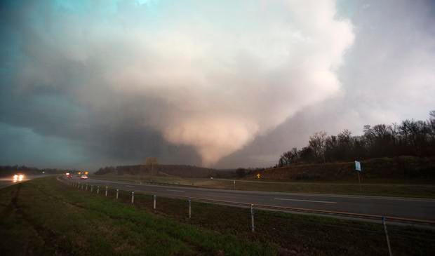 A tornado is seen in Sand Springs, Oklahoma, March 25, 2015.