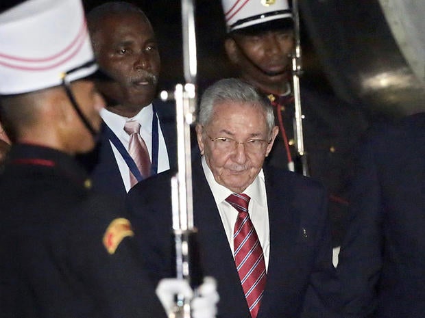 Cuba's President Raul Castro arrives in Panama City