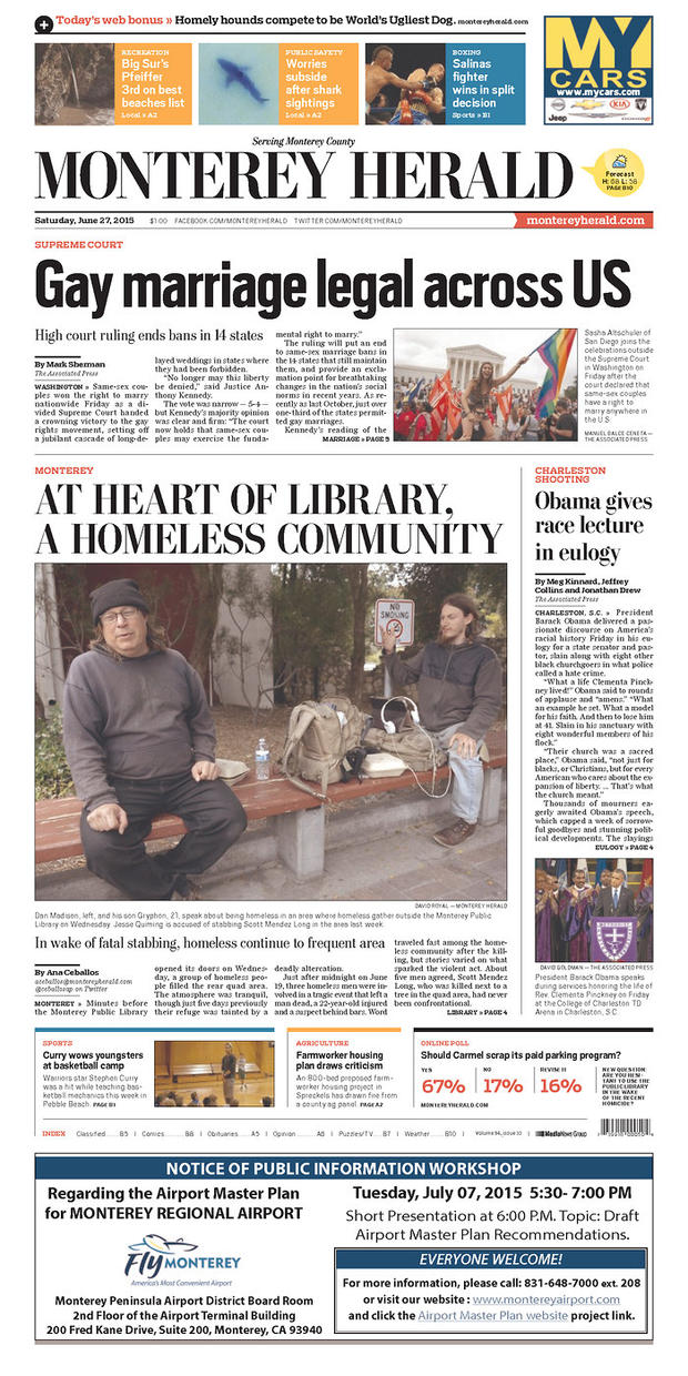 Monterey Herald Front Page 