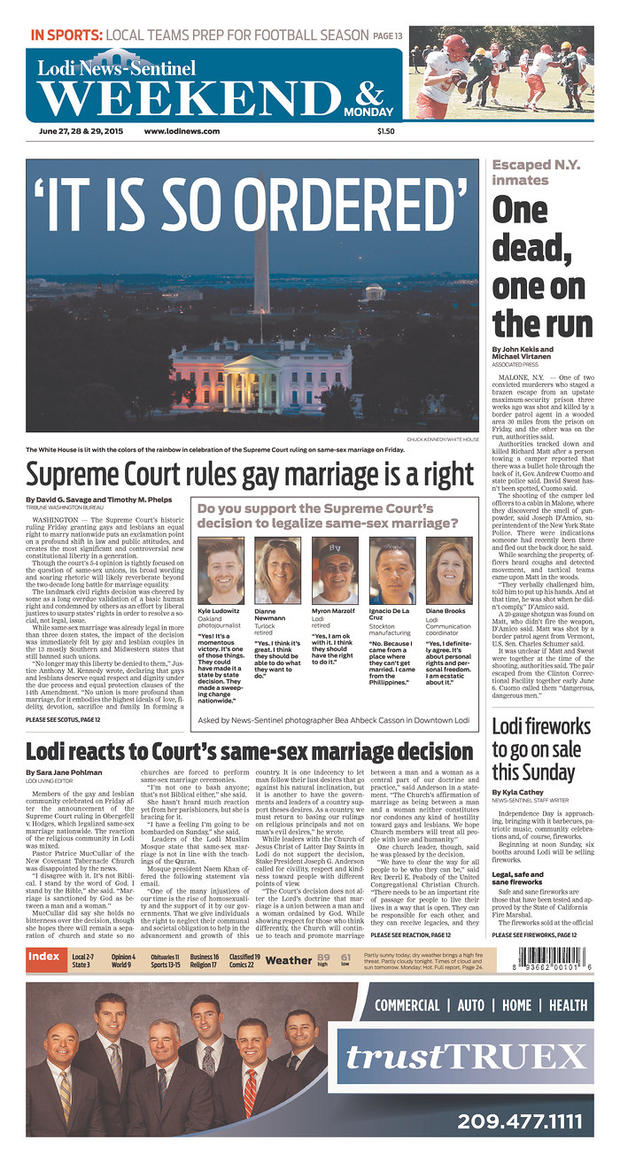 Lodi News-Sentinel Front Page 