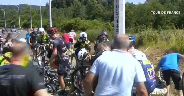Cyclists injured in Tour De France crashes - CBS News