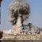 ​An image posted online by ISIS' branch in the Syrian province of Homs appears to show the destruction by explosives of the ancient temple of Baalshamin 